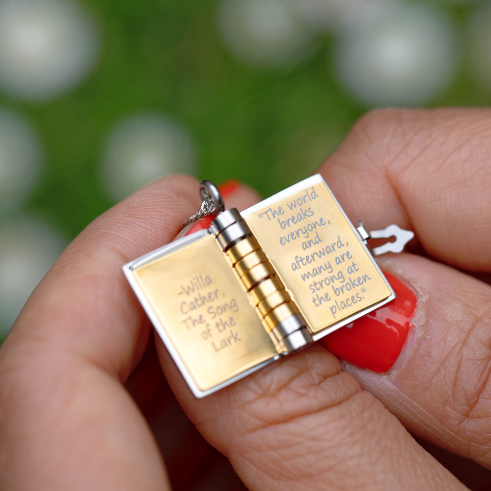 Custom Book Necklace, Any Message Inside