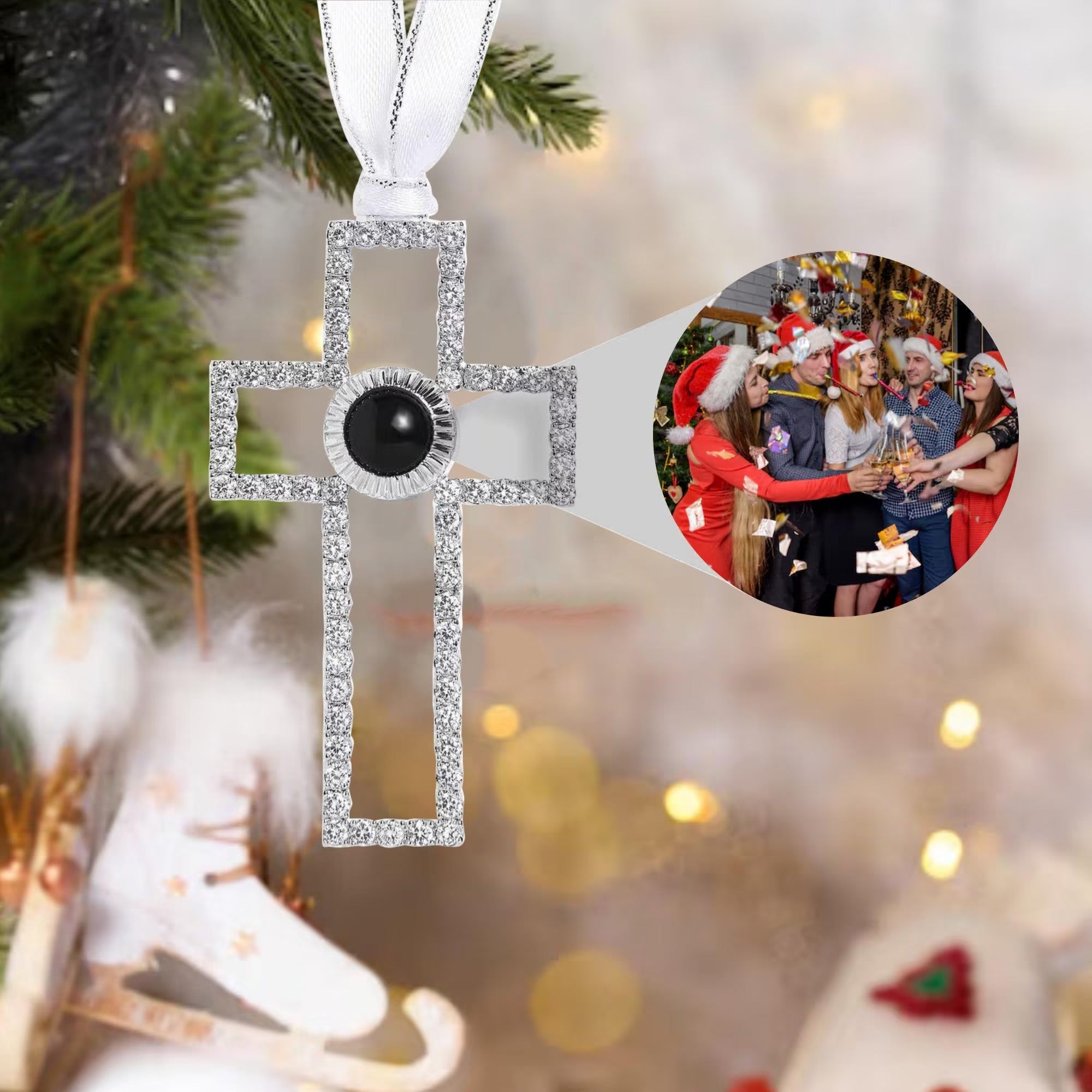 Custom Photo Projection Ornament, For Christmas, Family Decor