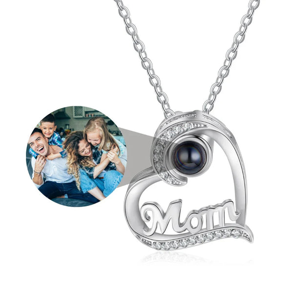 Personalized Photo Projection Heart Necklace for Mom